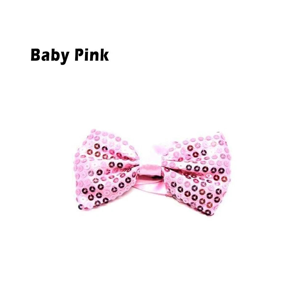 Glitter Sequin Clip-on Bowtie Men Women Boys Girls Bow Tie Party Dance Costume