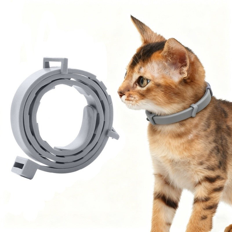 Grey Adjustable Flea and Tick Collar for Cats Size 38cm Natural Ingredients