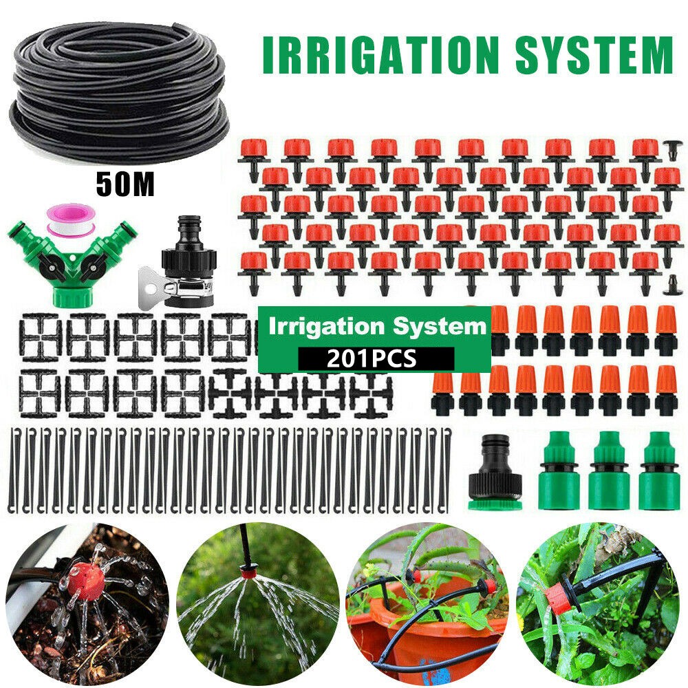 50M Hose Garden Irrigation System with Timer Plant Watering DIY Micro Drip Kits