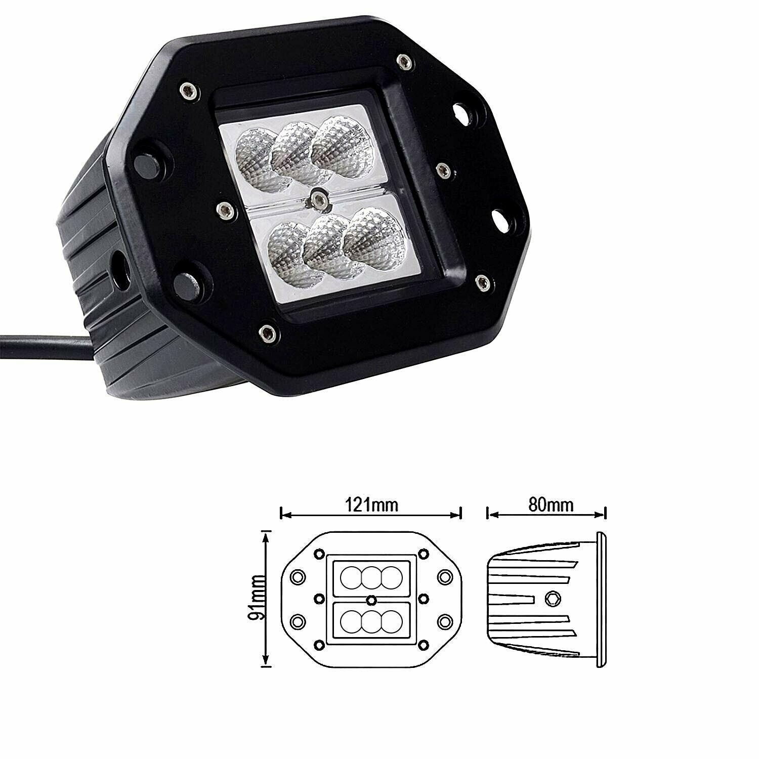 2 x 4inch Flush Mount LED Work Light Bar Flood 12V 24V Truck Reverse 5" Lamp