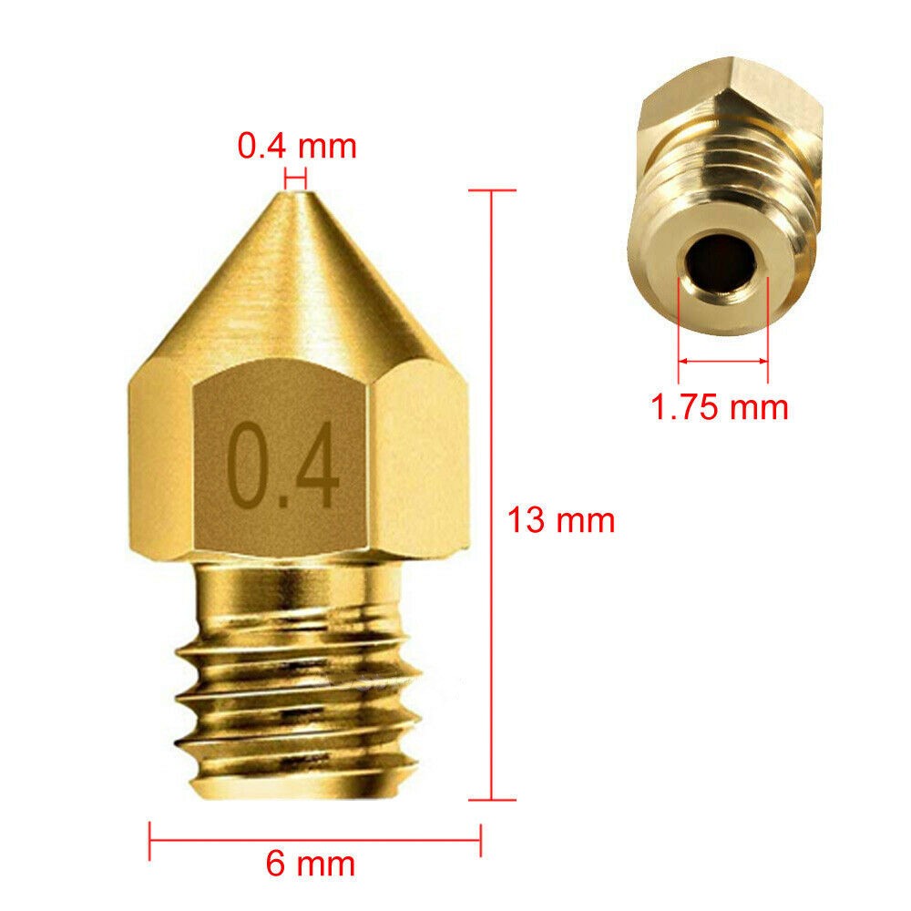 5pcs For Ender 3 PRO CR10 3D Printer 1.75mm 0.4mm MK8 Extruder Nozzles
