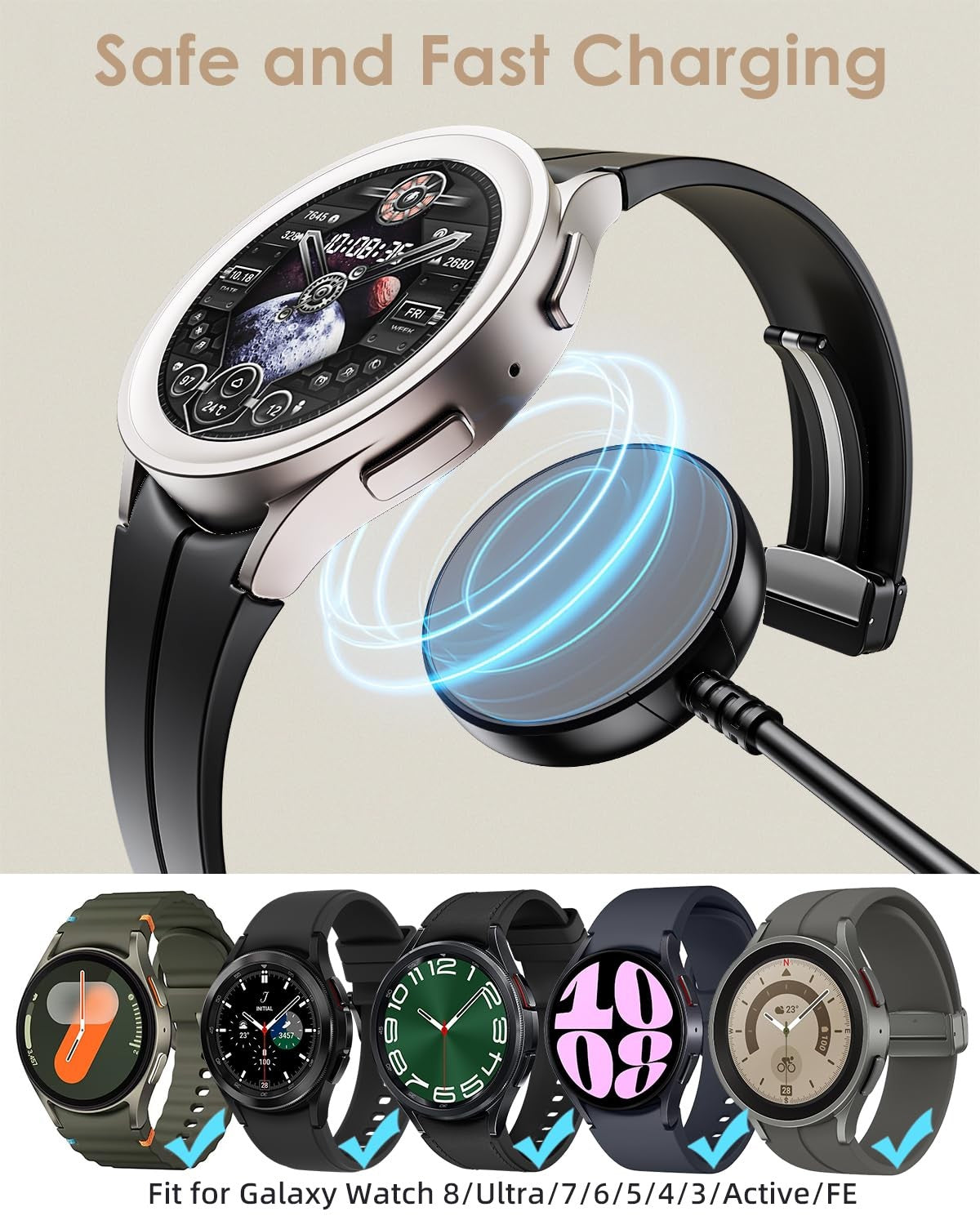 USB Charging Cable For Samsung Galaxy Watch 8 7 6 5 4 3 Active 1/2/3