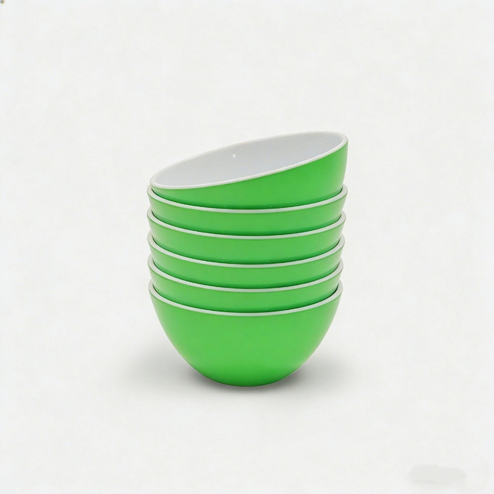 Melamine Bowls Set, Green Melamine Cereal/Soup/Salad Bowls, Set of 6