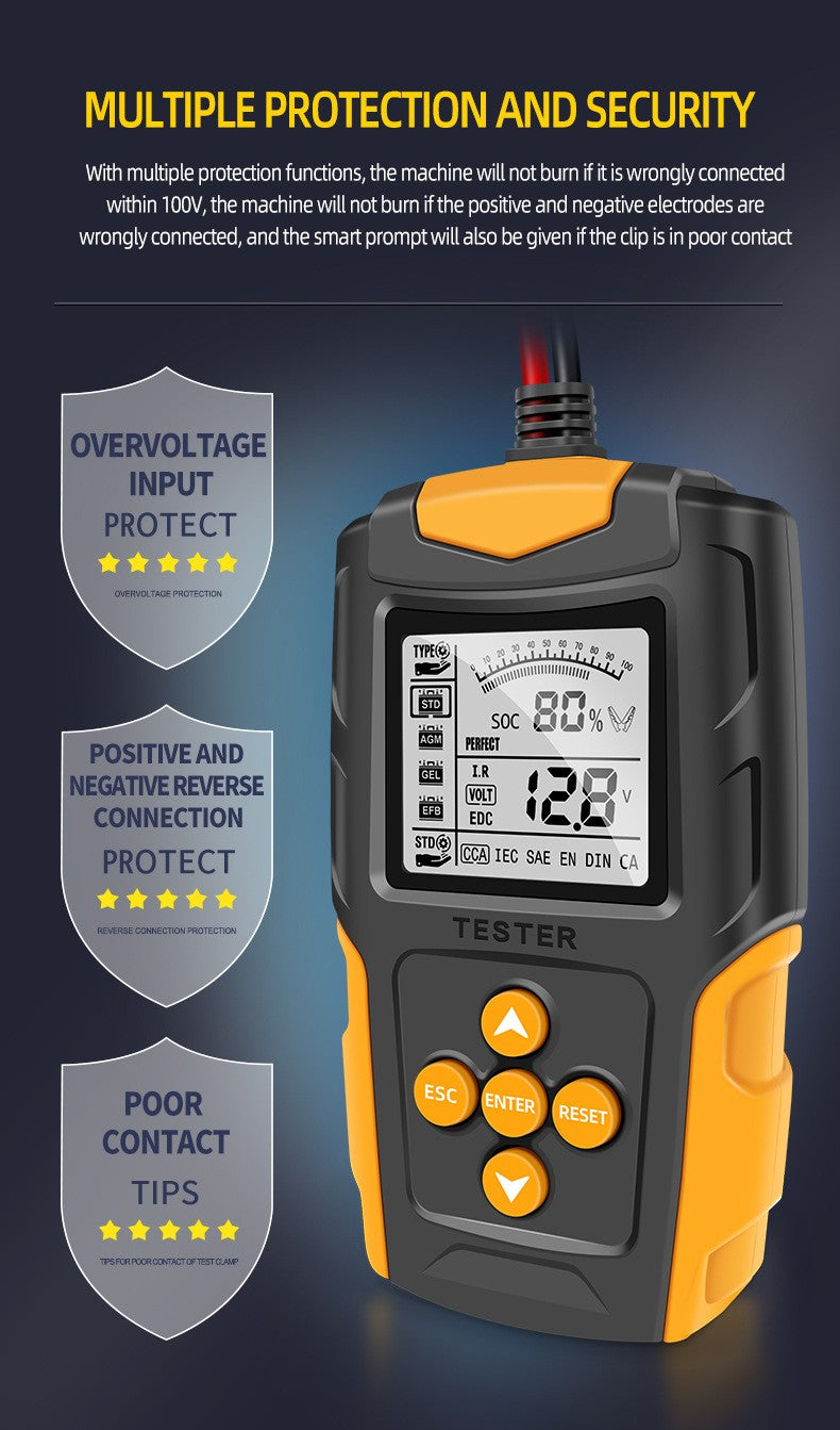 Car Battery Tester 12V 24V Gel AGM WET Battery Analyzer Charging Diagnostic Test