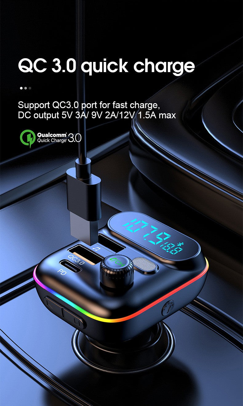 Bluetooth FM Transmitter for Car, 7 Colors LED Car Radio Bluetooth Adapter