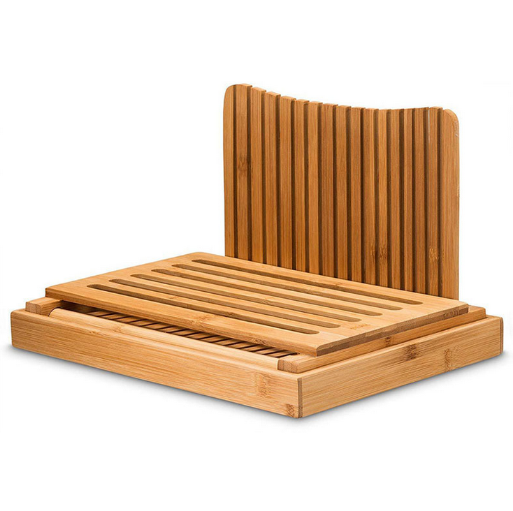 Natural Bamboo Bread Slicer Loaf Cutting Guide Board Adjustable & Foldable Tool