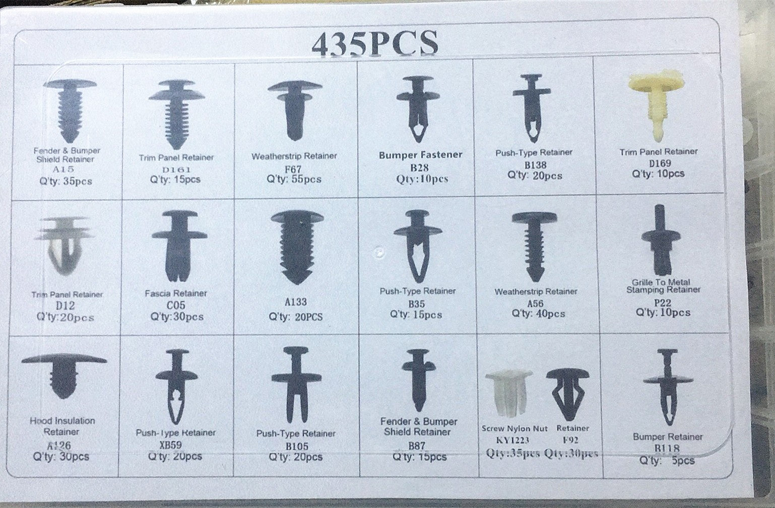 435PCS Car Body Trim Clips Retainer Bumper Rivets Screws