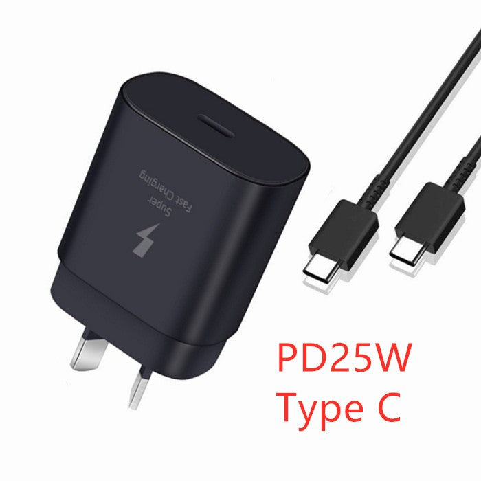25W Super Fast Wall Charger Type-C Cable For Samsung Galaxy S25 24 22 S23 Ultra