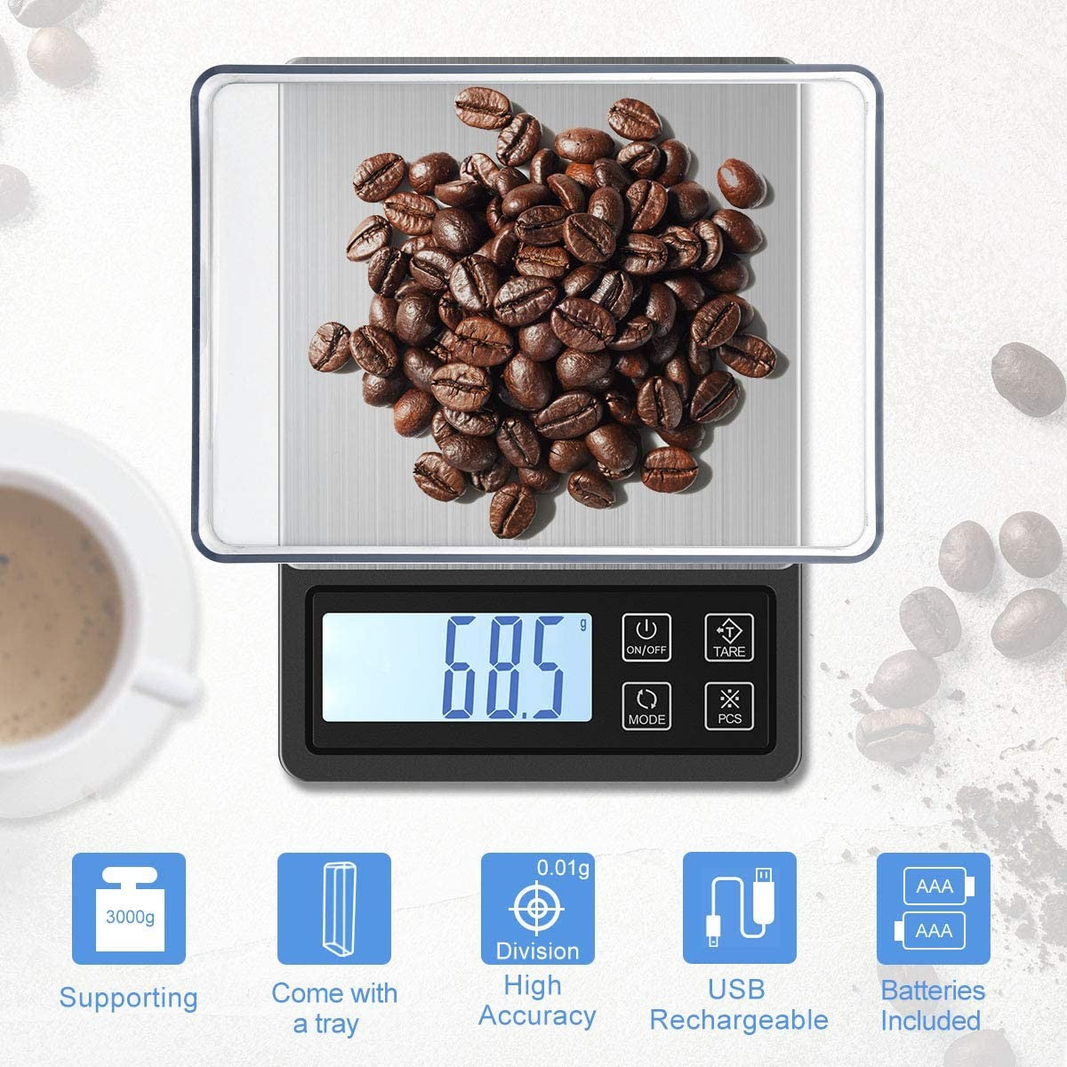 3000g/0.1g Digital Pocket Scale Kitchen Scales