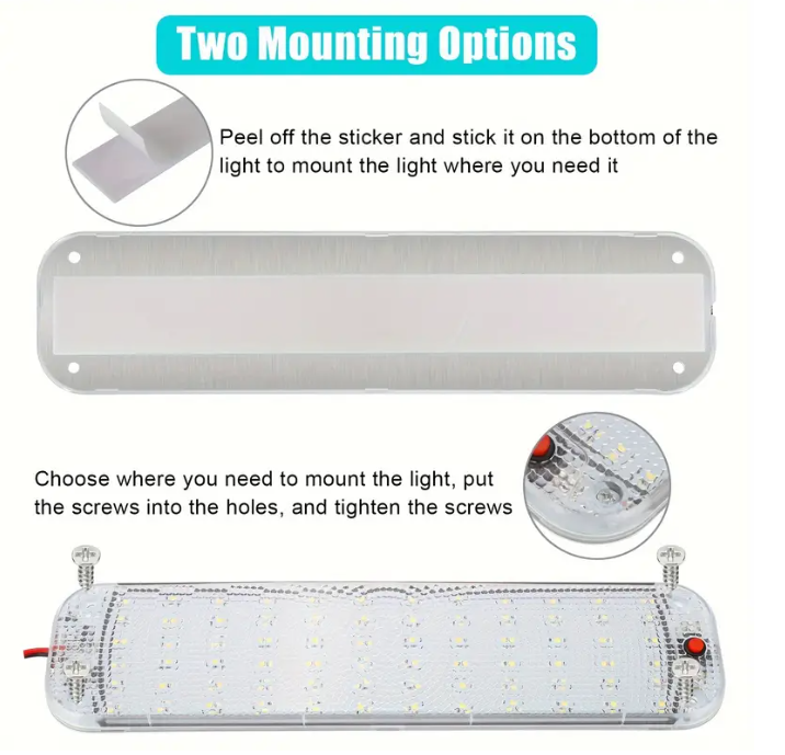 12V LED Car Interior Lights Roof Doom Light White Camper Van Boat Caravan