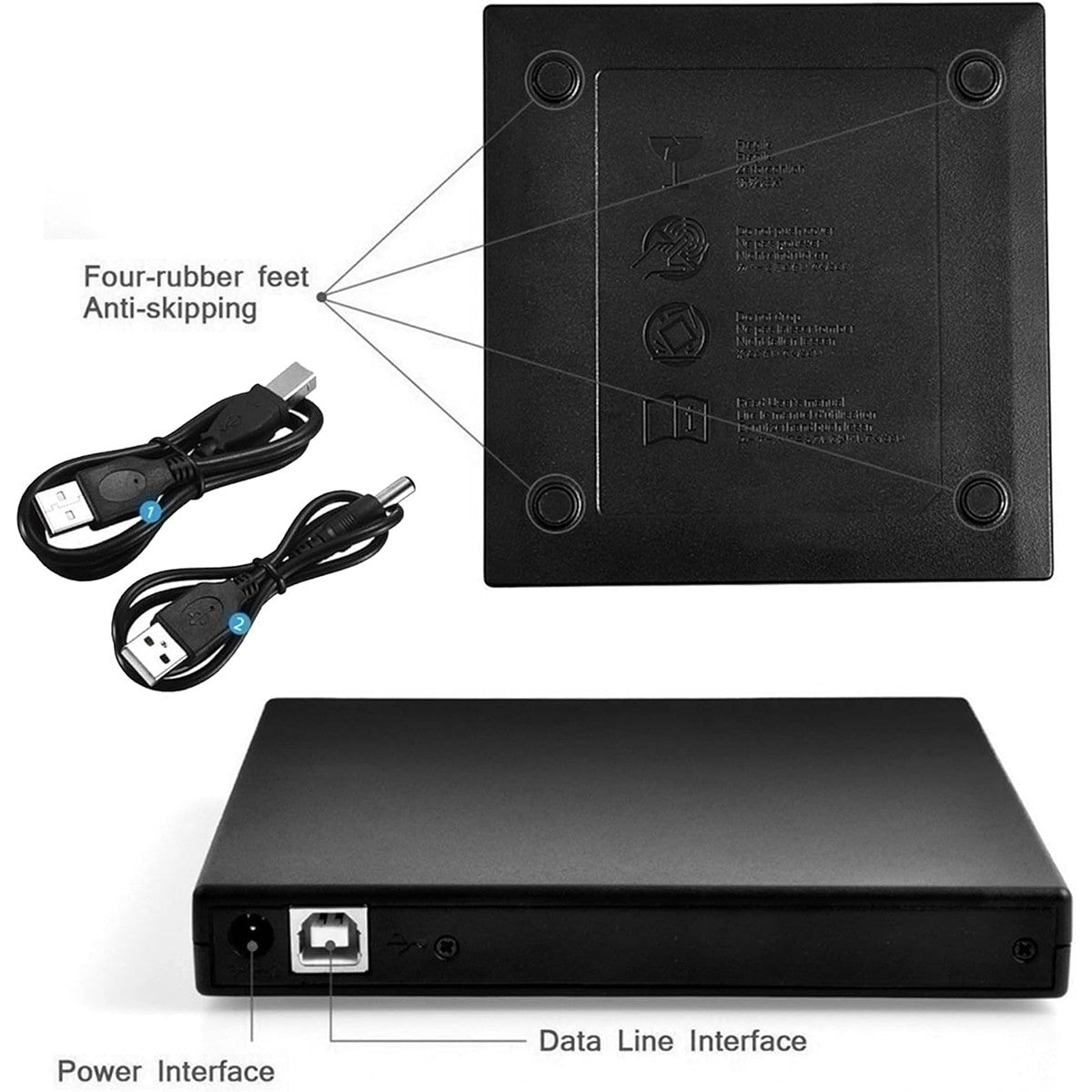 USB External CD DVD ROM Writer Burner Player Drive PC Laptop for Windows Mac