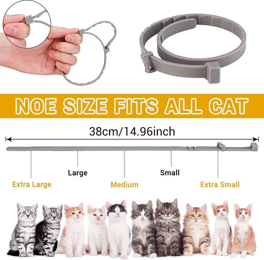 Grey Adjustable Flea and Tick Collar for Cats Size 38cm Natural Ingredients