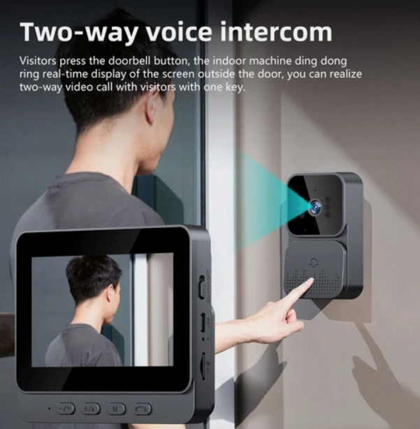 Wireless Video Door Bell WiFi Phone Intercom System with Monitor Doorbell  64GB