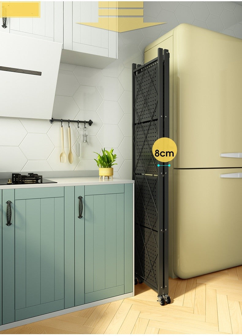 5 Tier Storage Shelf Wheel Rack Foldable Kitchen Organizer