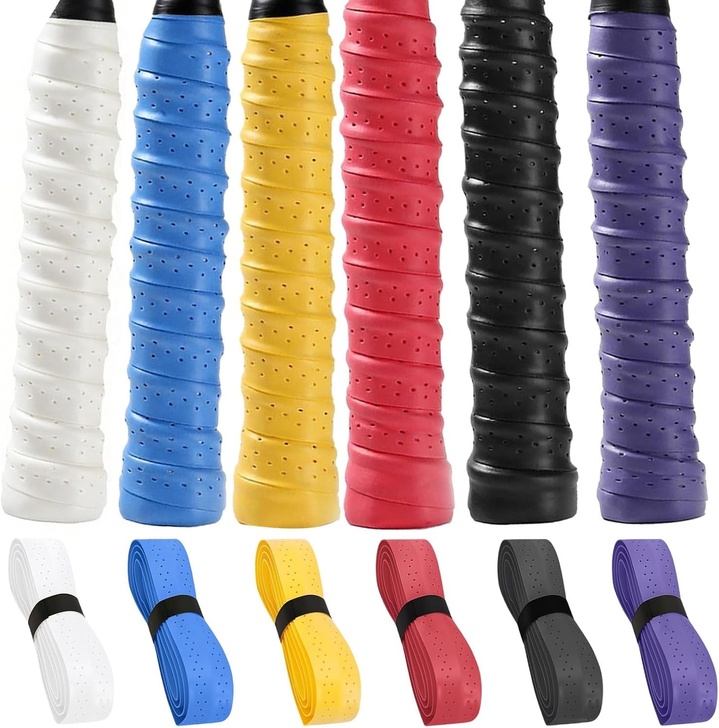 6Pcs Anti-Slip Badminton Grips Tennis Squash Racquet Over Grip Tape Sweatband