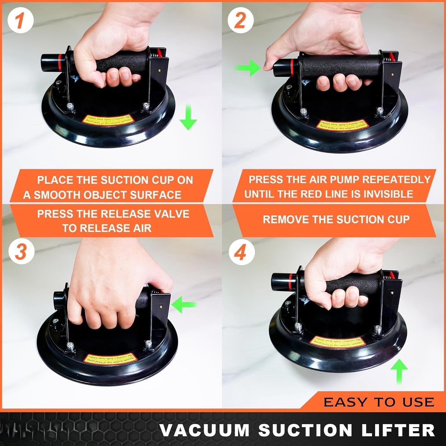 8" Vacuum Glass Suction Lifting Cup Glass Lifter w/ Case