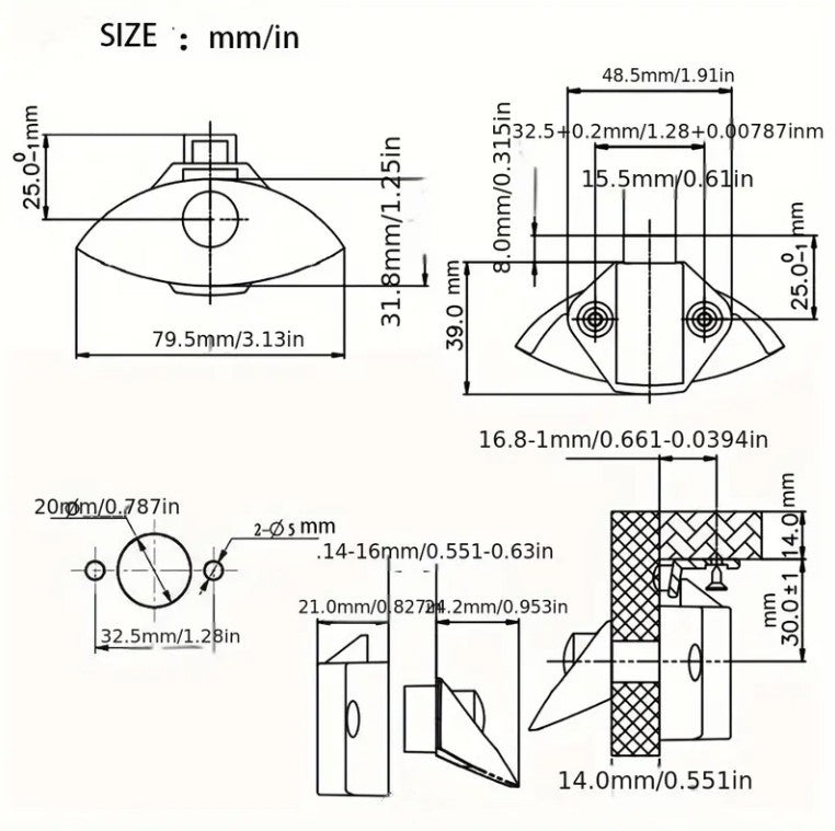 5x Half Moon Handle Caravan RV Cupboard/Drawer Zinc Alloy Push Lock Latch Knob