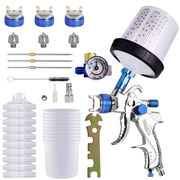 HVLP Spray Gun with 10Pcs 600ML Disposable Paint Cups, Automotive Gravity Feed
