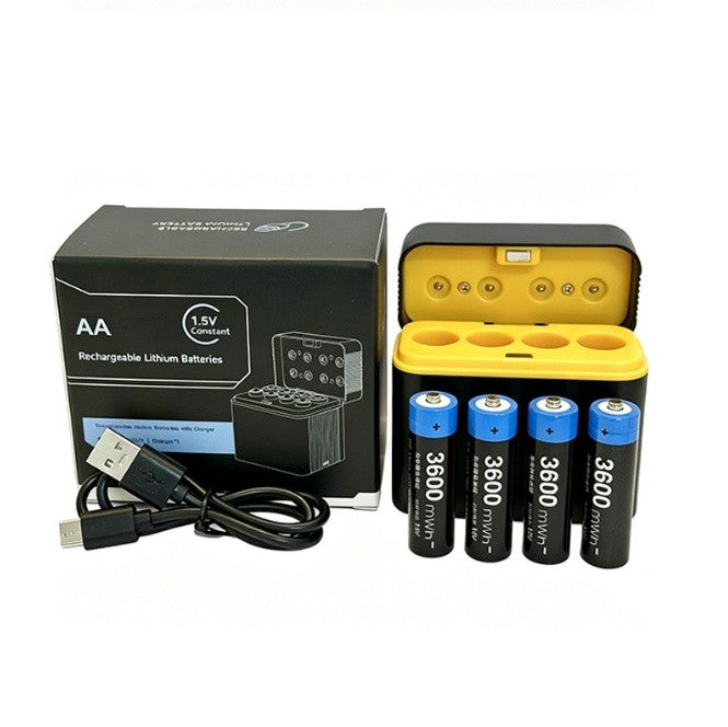 4/8 Pack Rechargeable Lithium AA/AAA Batteries with Fast Smart Charger Case