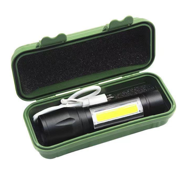 1000LM COB LED Flashlight Zoom USB Rechargeable Camping Small Torch Lamp
