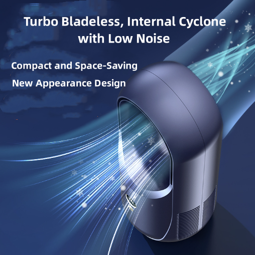 Bladeless Desk Fan Portable, Battery Operated with 6speeds, Quiet Cooling