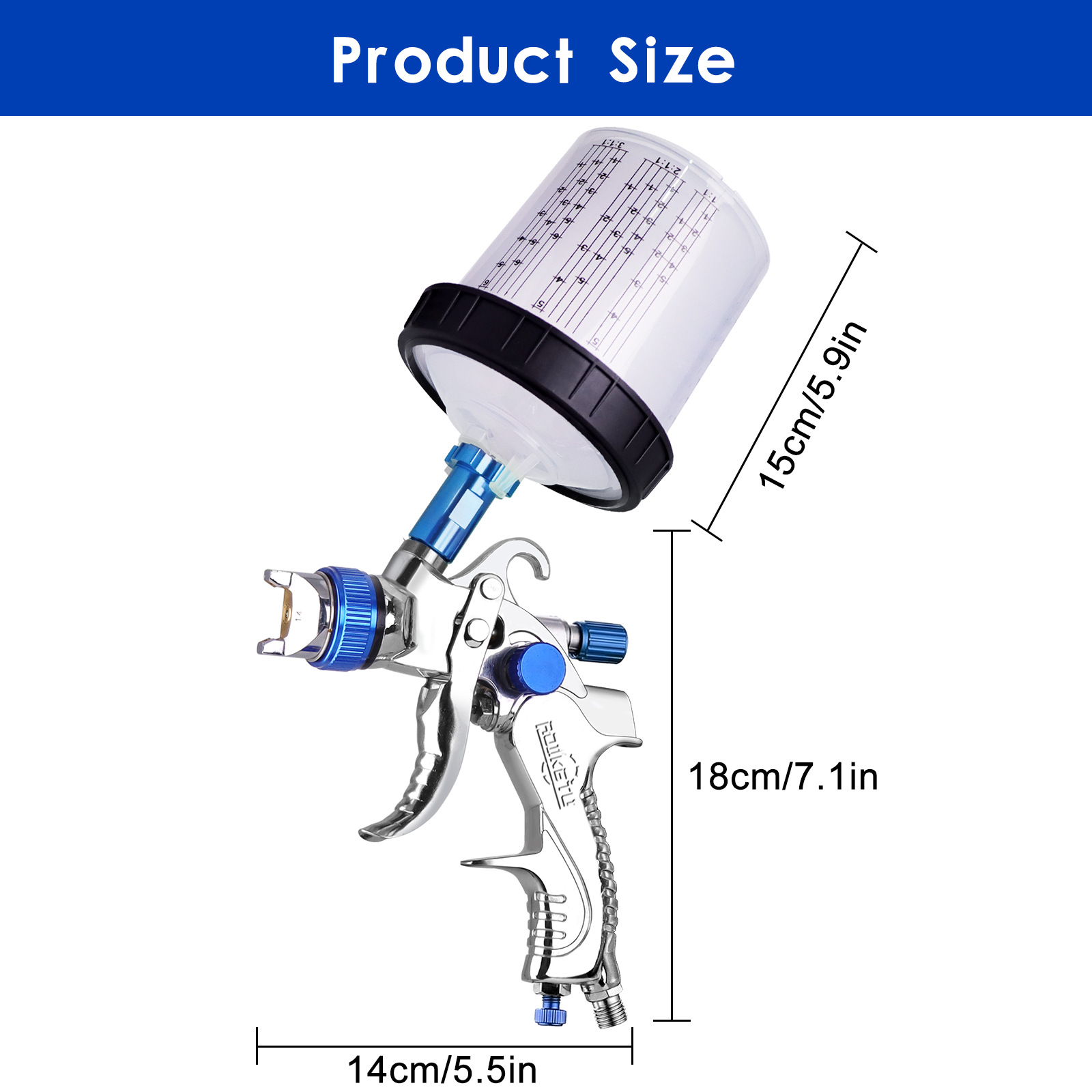 HVLP Spray Gun with 10Pcs 600ML Disposable Paint Cups, Automotive Gravity Feed