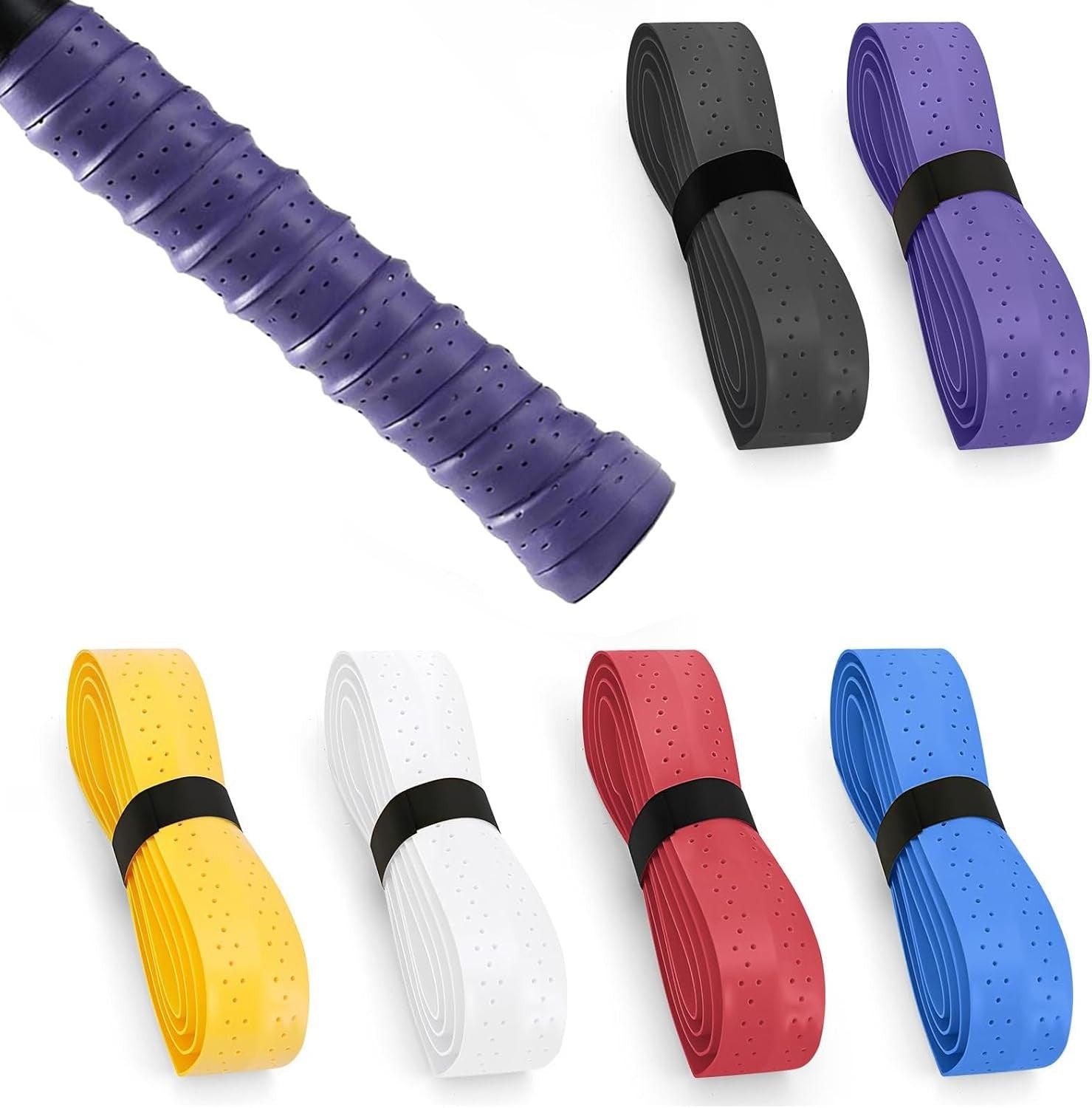 6Pcs Anti-Slip Badminton Grips Tennis Squash Racquet Over Grip Tape Sweatband