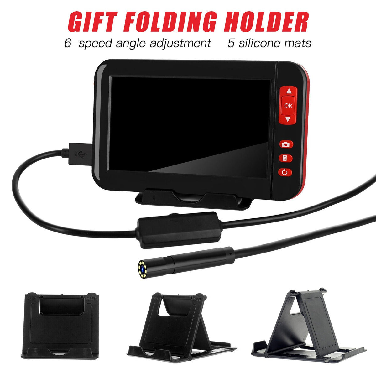 Industrial Endoscope Camera 1080P HD 4.3'' Borescope 2M 5M 10M Cable