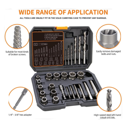 26PCS Easy Out Stripped Screw Remover Socket Set Tool