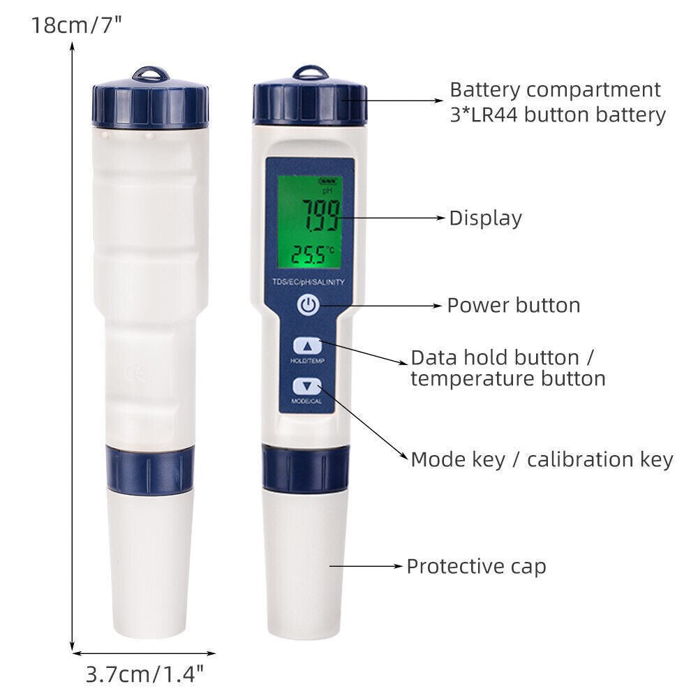 PH TDS Meter Digital Tester Pen Aquarium Pool SPA Water Quality Monitor