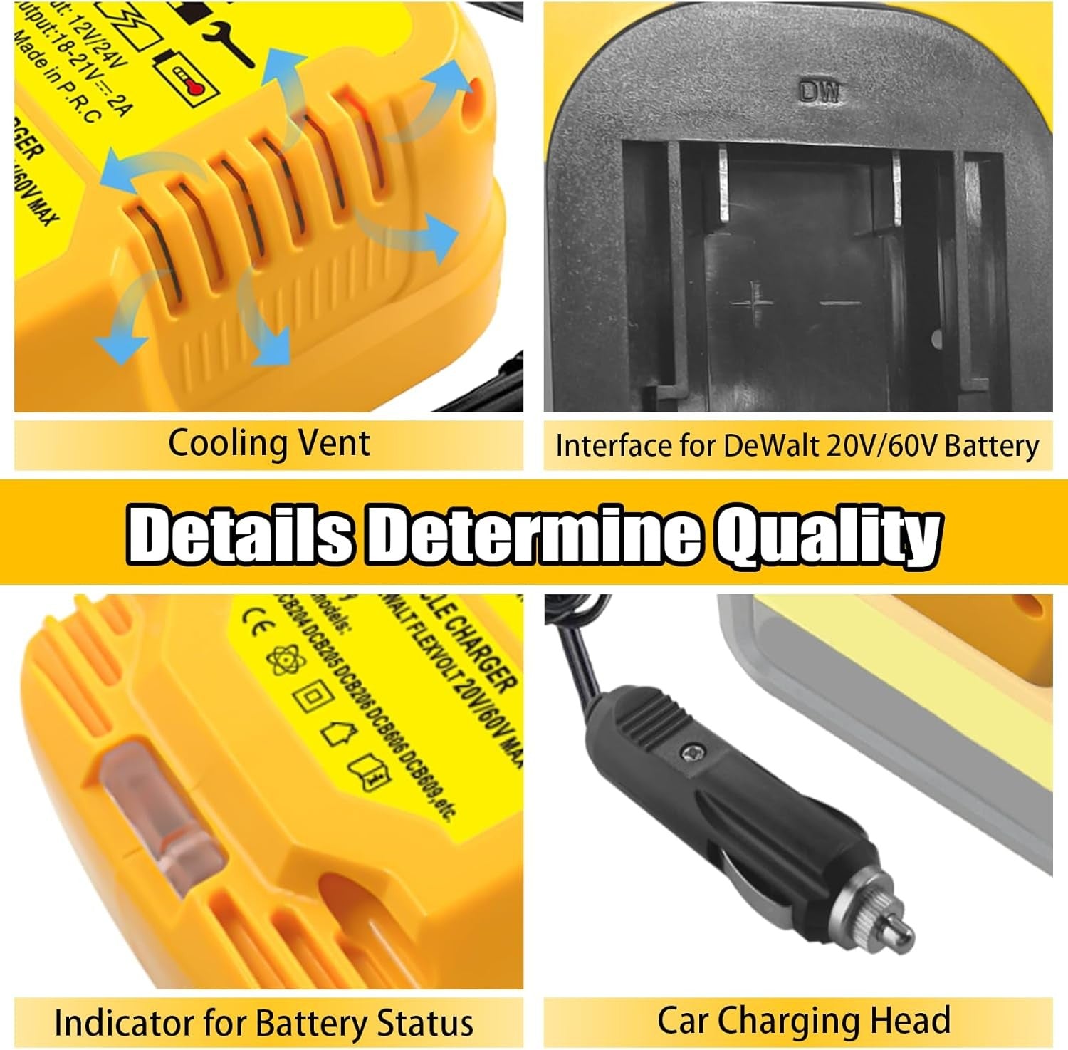 DCB112 Mini Car Charger for Dewalt 18V 20V Battery Car Charger Cigarette Lighter