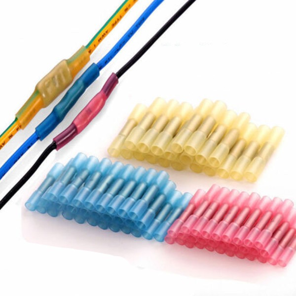 100PCS Heat Shrink Butt Wire Crimp Connectors Insulated Waterproof Terminals Kit