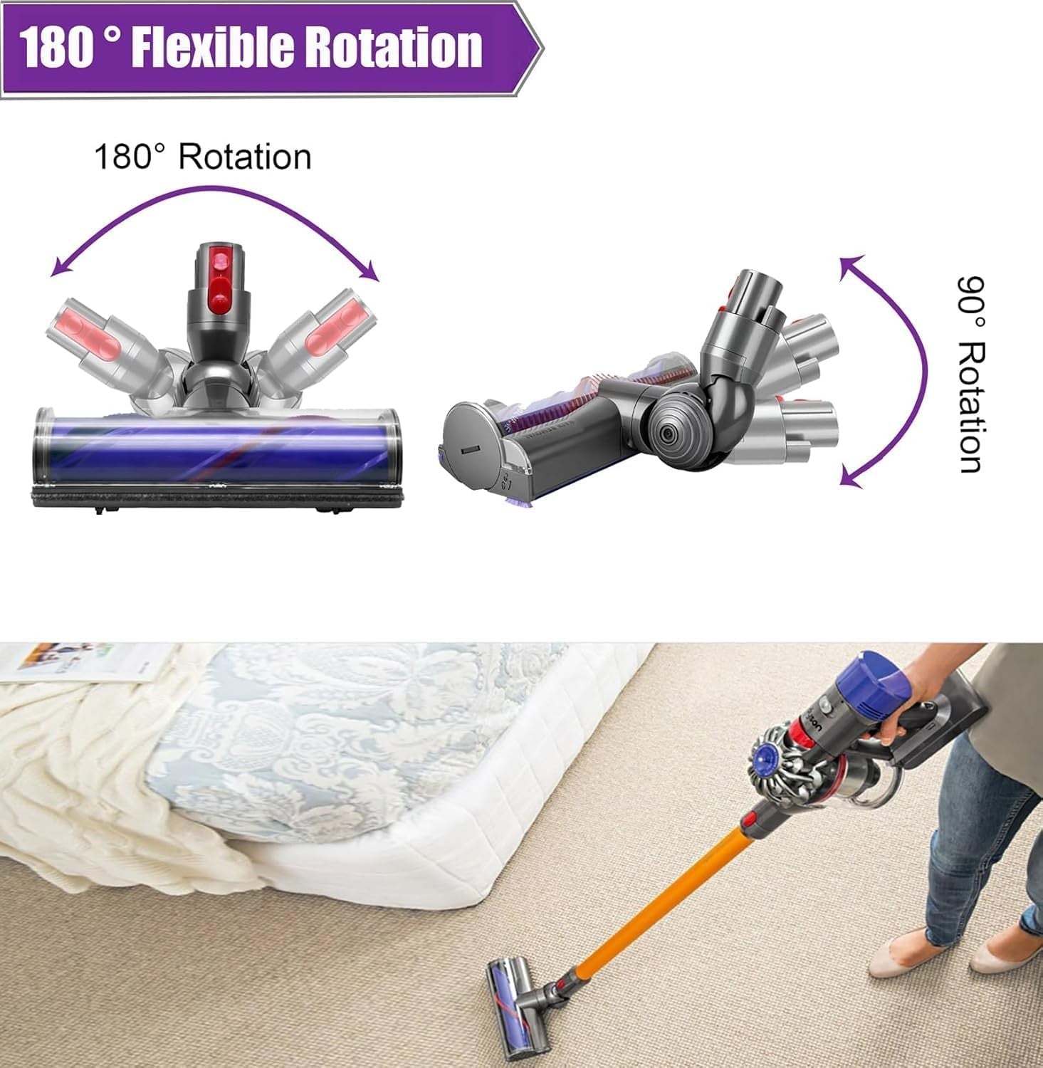 Direct Drive Brush Head Motorhead Cleaner Head for Dyson V7 V8 V10 V11 V15 SV12