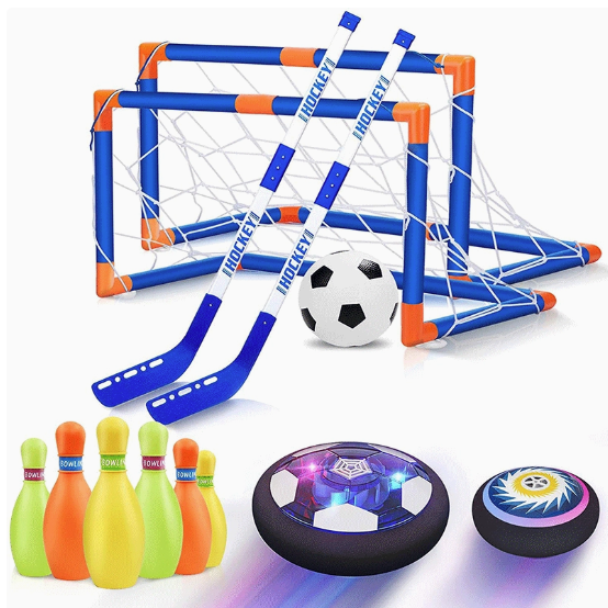 Hover Soccer Ball Set, USB Rechargeable with LED Light and Inflatable Ball