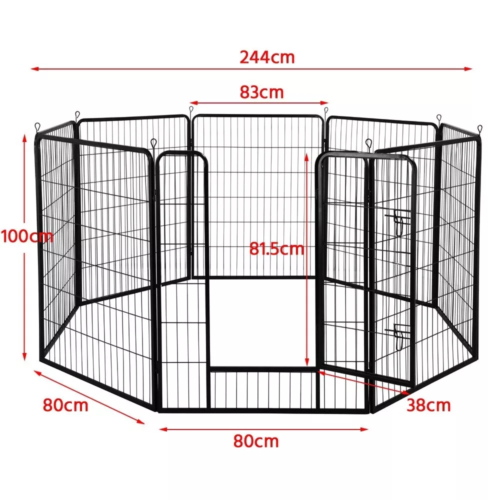 Dog Playpen Pet Cage Enclosure 8 Panel Puppy Fence Metal Play Pen