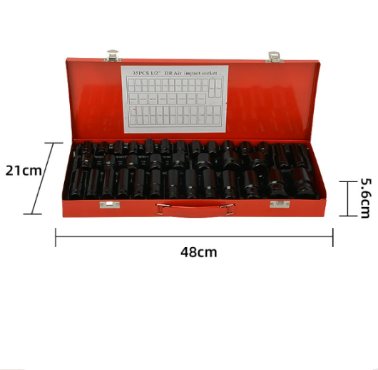 35pcs 1/2" Drive Deep Impact Socket Tool Set Metric Garage Workshop Tools 8-32MM