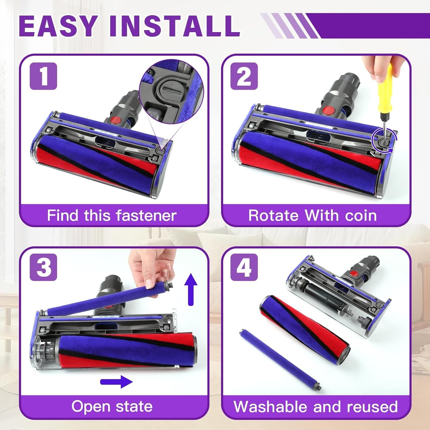 Soft Roller Cleaner Head Compatible with Dyson V10 V11 V15 V8 V7 Cordless Vacuum