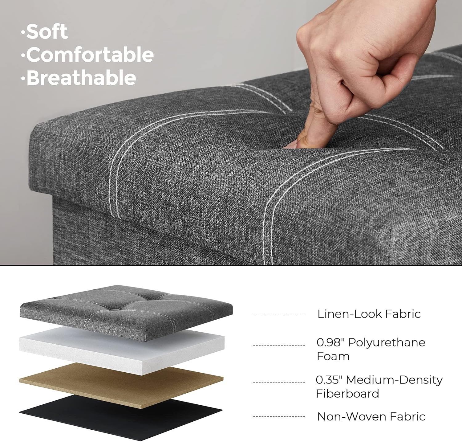 Folding Storage Ottoman Bench