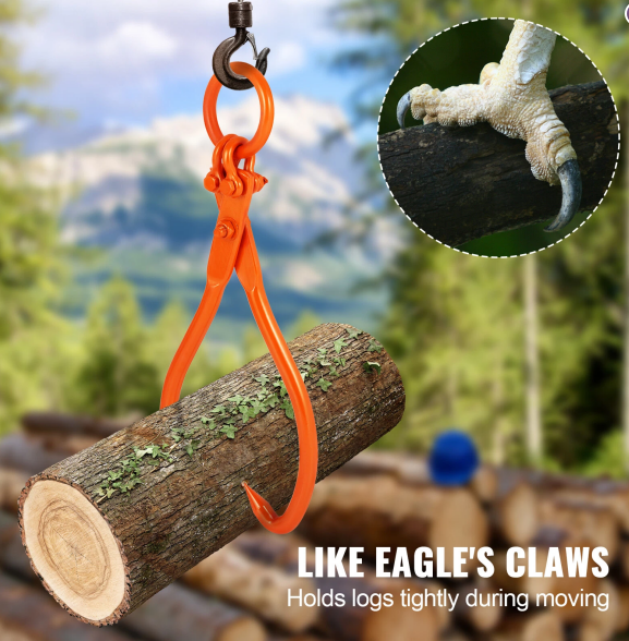 Log Skidding Tongs 18 inch 2 Claw Log Lifting Tongs Heavy Duty Capacity 500kg