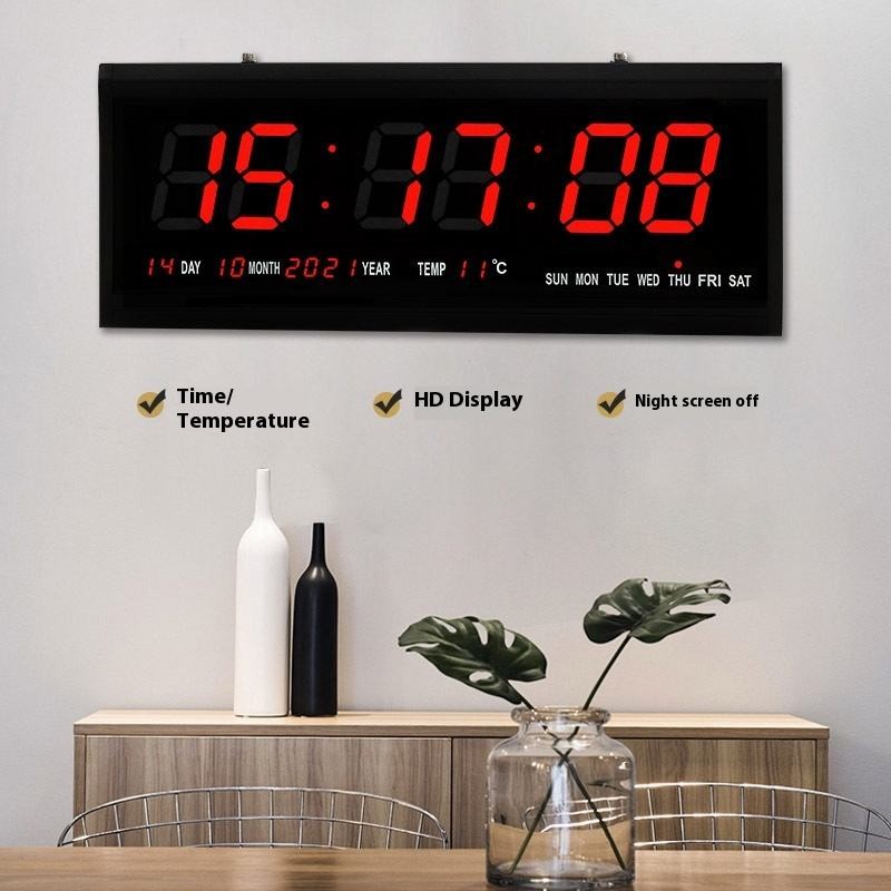 48CM Digital Large Big Jumbo LED Wall Clock Calendar Temperature