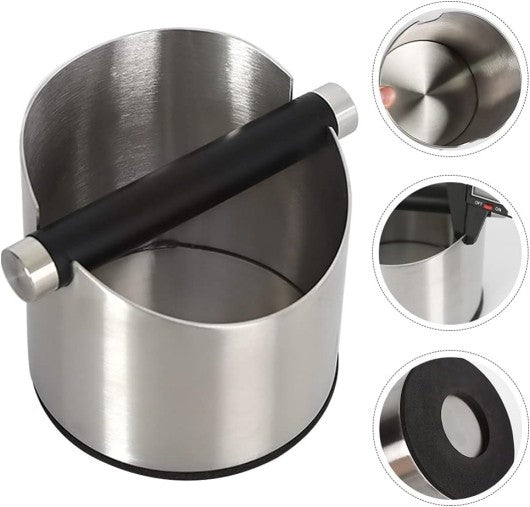 Coffee Knock Box Espresso Grinds Waste Container Tamper Bin Stainless Steel