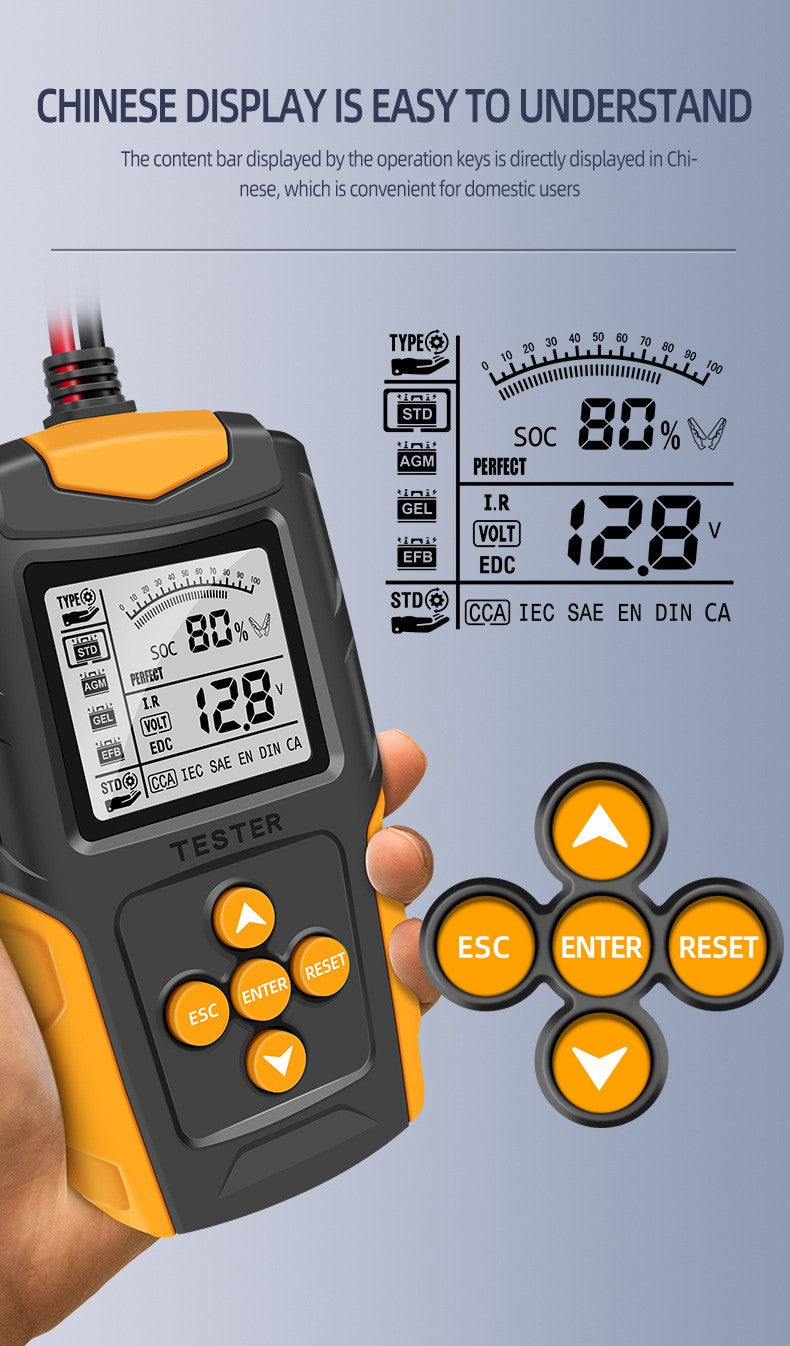 Car Battery Tester 12V 24V Gel AGM WET Battery Analyzer Charging Diagnostic Test