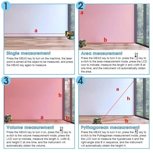 60m Digital Measure Tape Laser Distance Meter Measuring Tool Range Finder