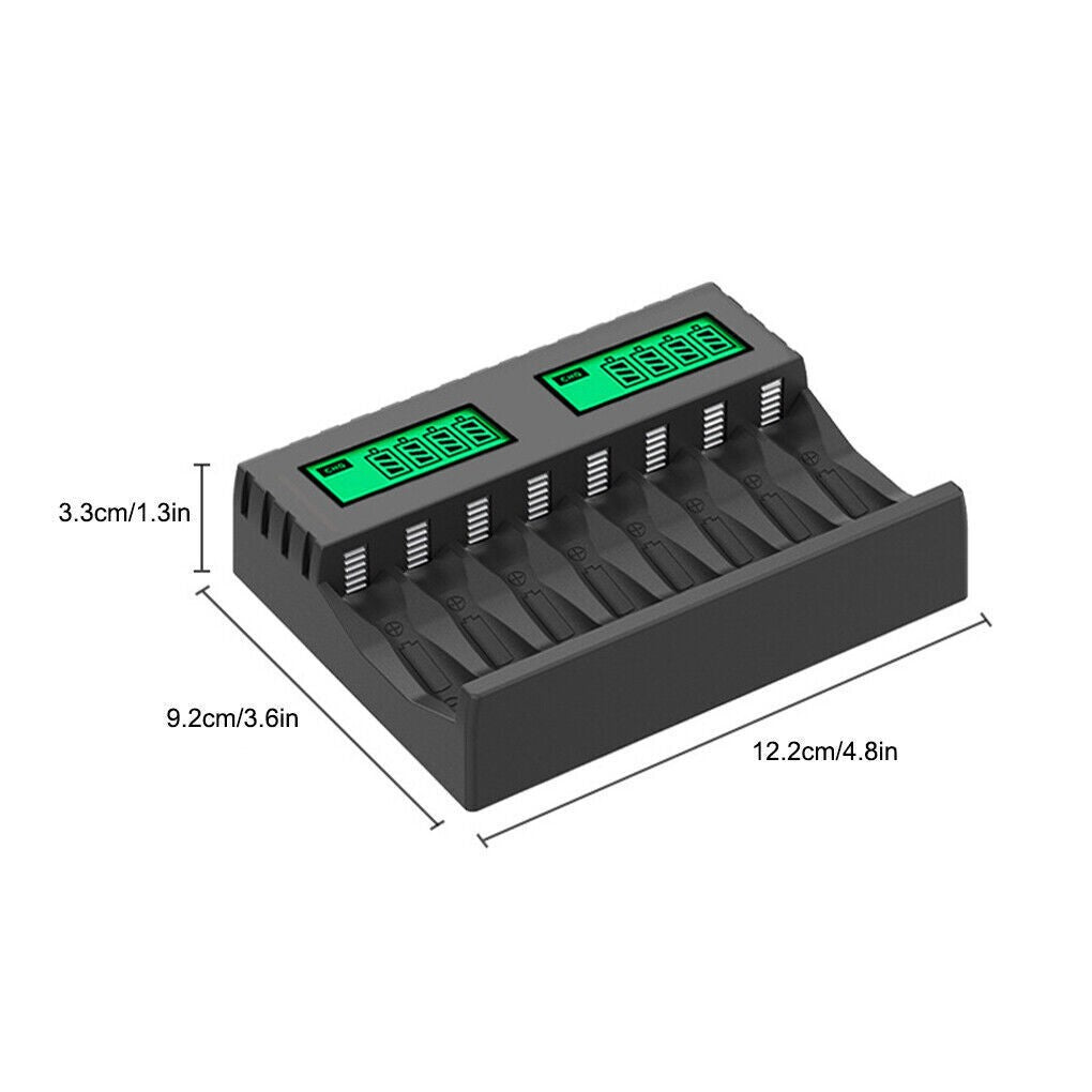 8 Slot Smart Battery Charger for AA/AAA Rechargeable Batteries