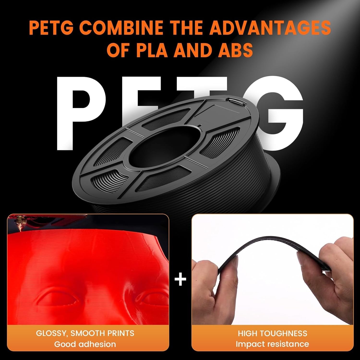 1KG PETG 1.75mm 3D Printer Printing Filament - Orange