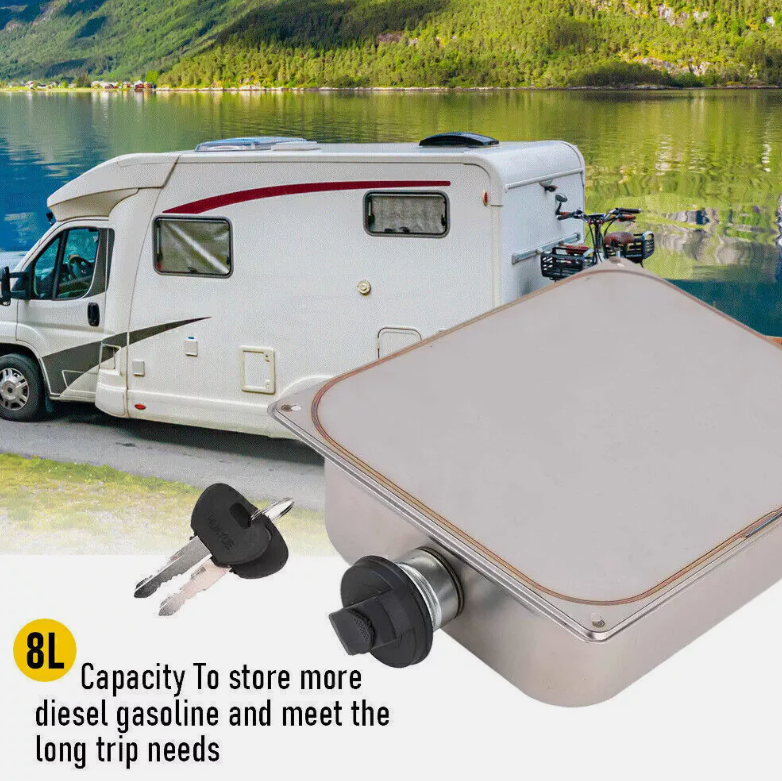 8L Diesel Air Heater Fuel Tank Oil with Lock 2 Keys Stainless Steel