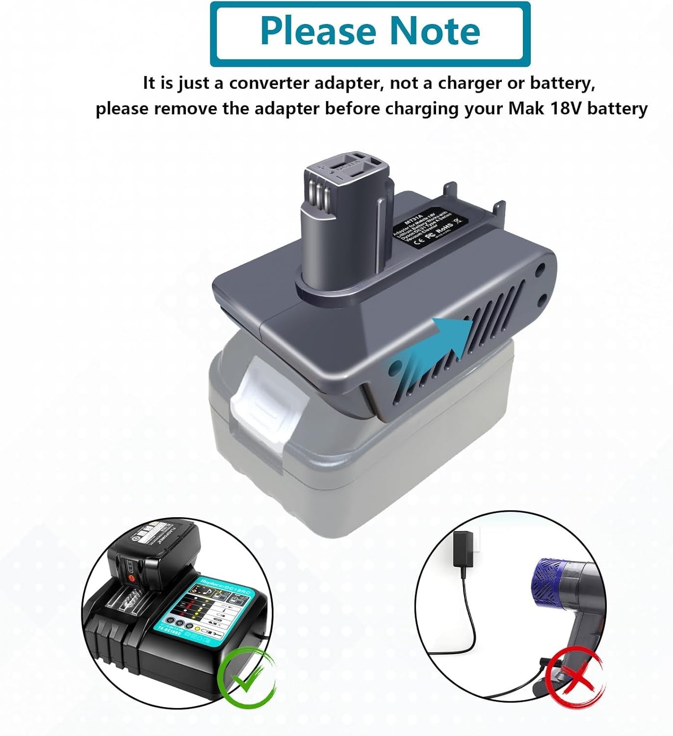 for Dyson Type A DC31 DC30 DC31 DC34 Battery Adapter Fits Makita 18V Battery