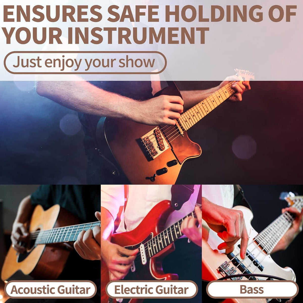 Guitar Strap Set Acoustic Electric Bass with Picks Holder & Strap Lock