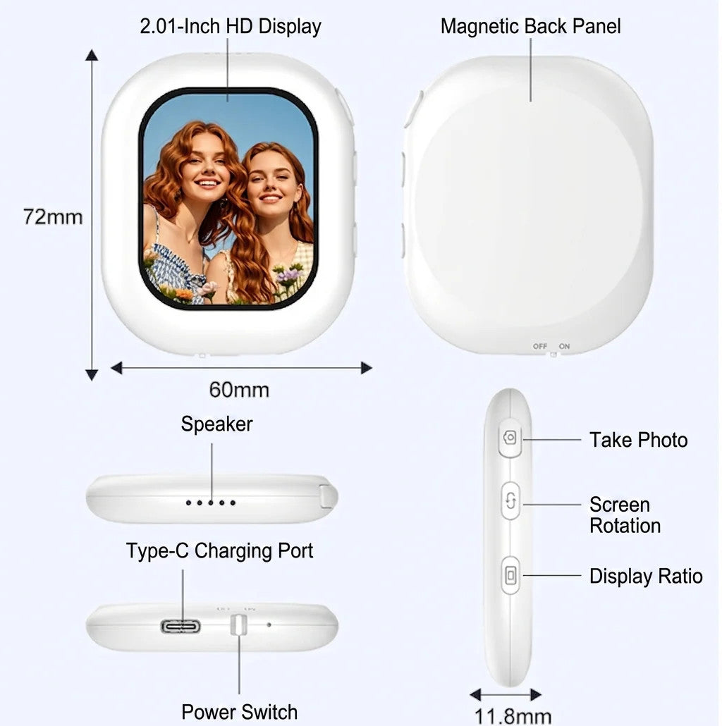 Wireless Magnetic Selfie Monitor Screen Phone Rear Camera Vlog Selfie Aid Device