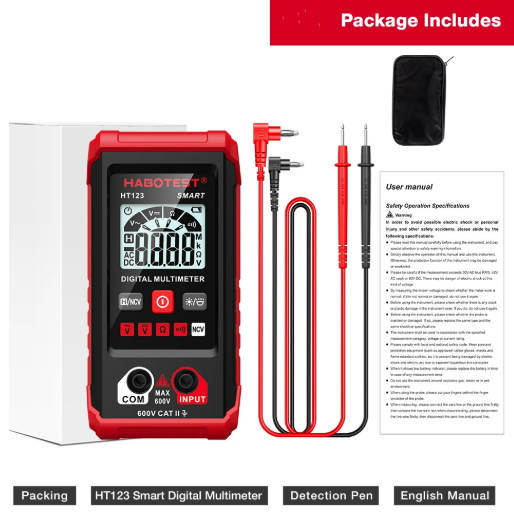 Digital Multimeter True RMS Auto Range DC AC Voltage Tester